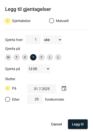 Gjentagende arrangementer