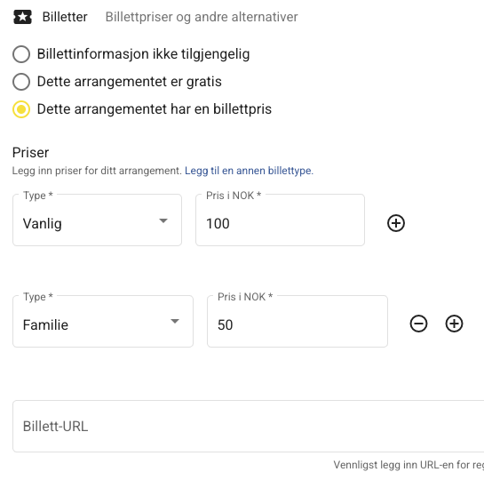 Billettpriser